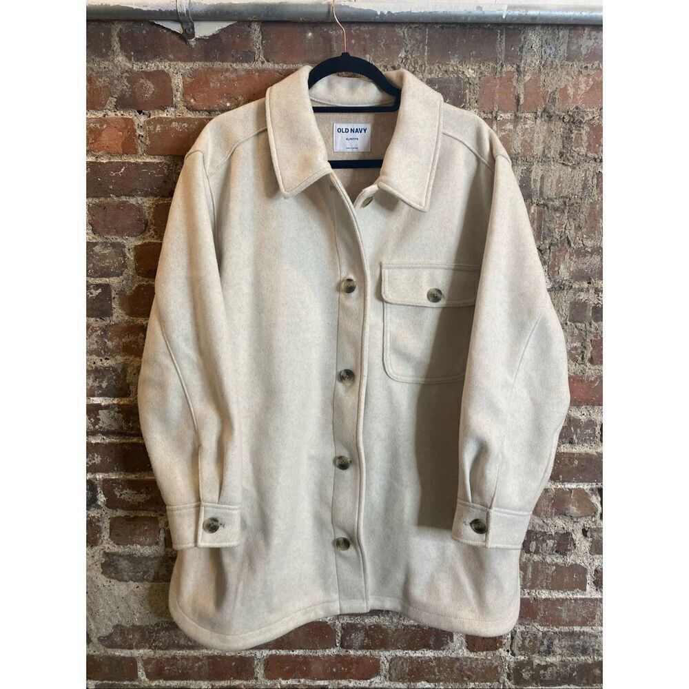 OLD NAVY • Oatmeal Cream Beige Flannel Shacket • Ladies XL Petite
